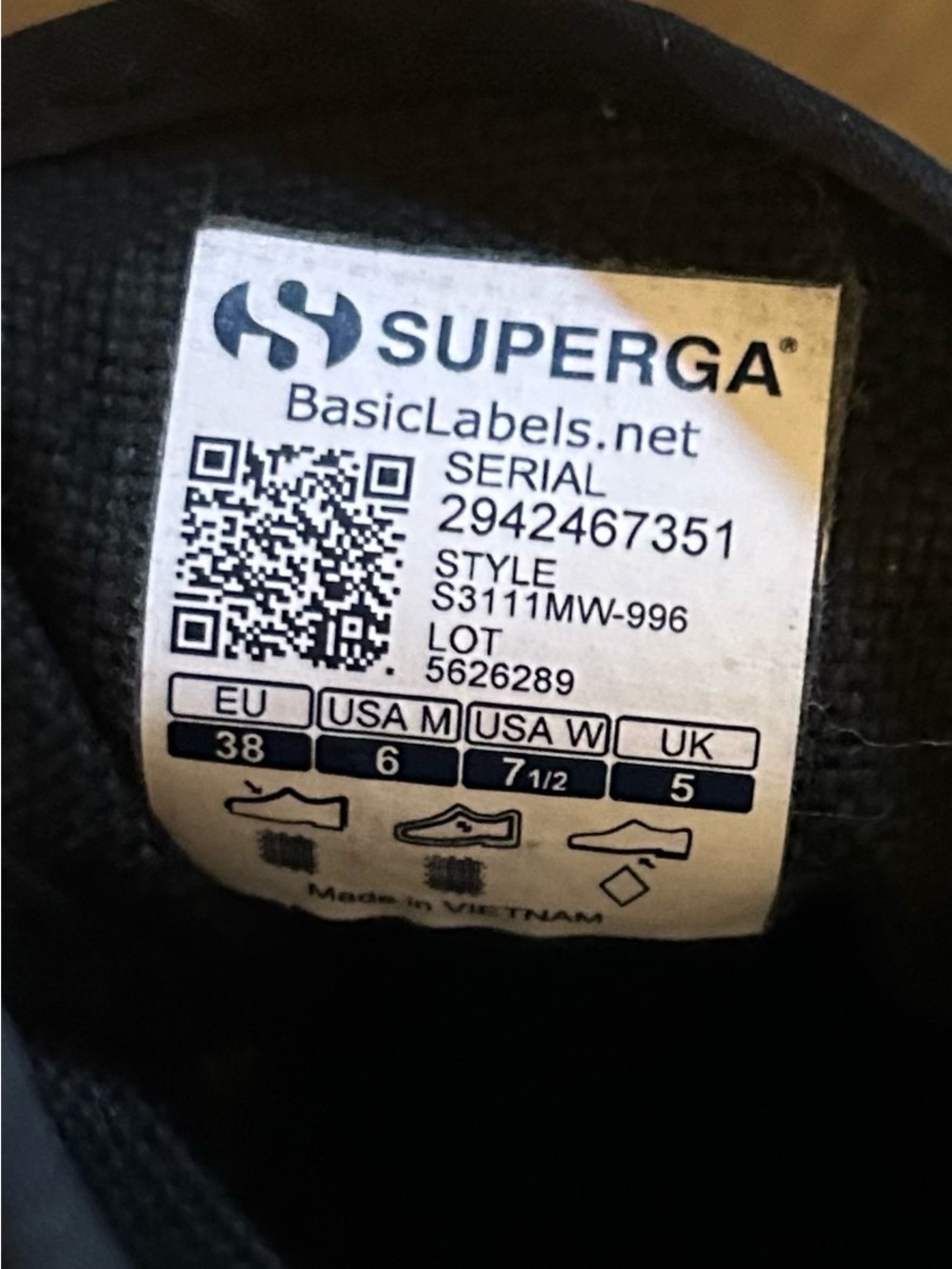 Superga High-Top Black Canvas Platform Sneakers with Black Soles, Women Size 7.5 - Picture 7 of 7